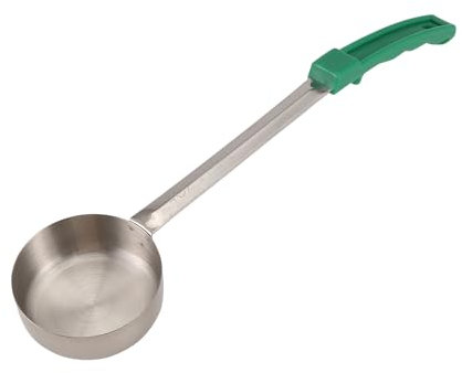 Jrifedptry Mestolo per pizza e salsa, manico in gomma, fondo piatto, cucchiaio da cucina in acciaio inox, cucchiaio dosatore per zuppa, 113,4 g