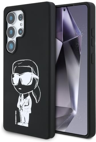 CG MOBILE Karl Lagerfeld Silicone Graffiti Ikonik Printed Logo Hülle für Samsung Galaxy S25 Ultra kompatibel mit MagSafe Schwarz