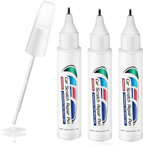ACAREY 3 Stück Lackstift Weiß Auto, Kratzer Entferner Auto, Autolack, Lackstift Weiß Glänzend, Schnelltrocknend und Präzise Reparatur, für Auto, Felgen Reparaturset, Lack glänzend (Weiß)