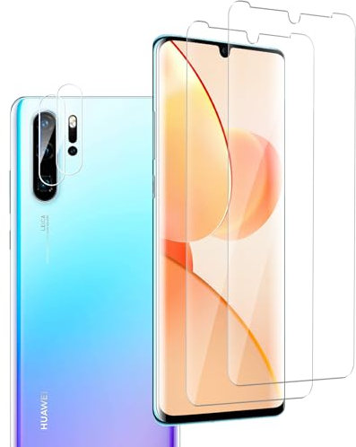 VideoSecu 2+2 Stück Schutzfolie für Huawei P30 Pro, Displayschutz für P30 Pro Schutzfolie mit Kameraschutz, Panzerfolie für P30 Pro Schutzglas