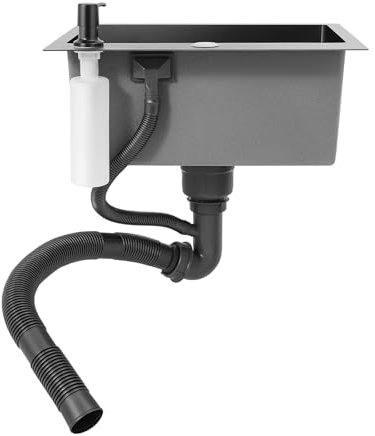 Fregadero esquinero empotrable de acero inoxidable, 40 x 45 cm, con cesta de desagüe, fregadero de cocina empotrable | fregadero rectangular e inoxidable