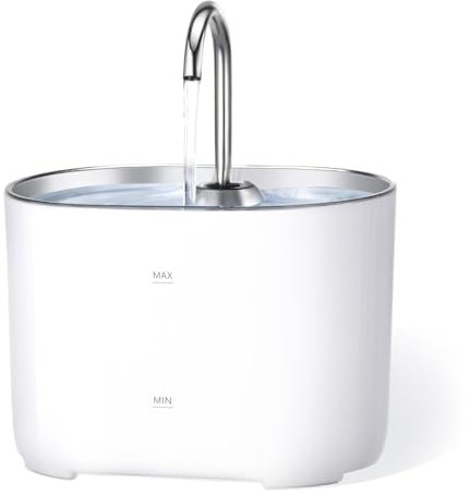 EasySpeed Fontaine à eau super silencieuse pour chats avec 2 filtres à charbon actif pour plusieurs animaux domestiques Blanc 2,2 l