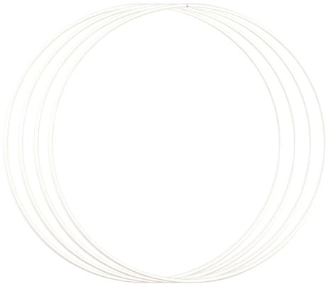 Vaessen Creative 11016-005 Metallringe Ø 30 cm x 3 mm Kreis 4 Stück Drahtkreis Weiß und Deko Kranz aus Metall für TrockenblumenKranz, Makramee, Traumfänger, Mobile Basteln und Wanddeko, 30 cm