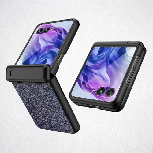 Lonkenn Hülle für Motorola Razr 60 Ultra/Razr 70 Ultra, Hülle mit Displayschutzfolie und Standfunktion, Scharnierschutz, Standfunktion & Vollschutz, Anti-Scratch Klappbare Hülle mit Ständer-Schwarz