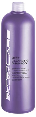 Super Brillant Care Deep Cleansing Shampoo 1000 ml – Tiefenreinigendes Friseurshampoo für alle Haartypen – entfernt Stylingrückstände – mit Keratin, Ceramiden & Leinsamenextrakt