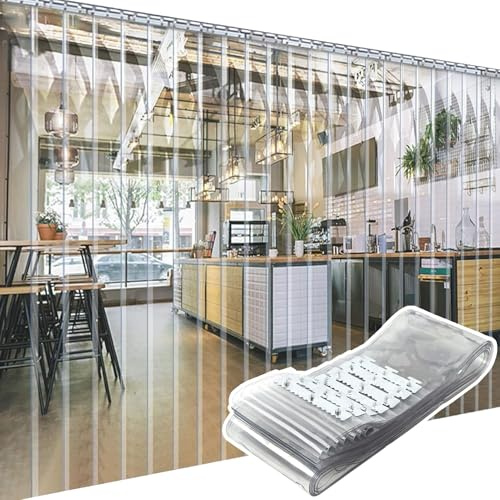 ALGFree PVC Lamellenvorhang Streifenvorhang Transparent Lamellen 105x200cm | Lamellen Stallvorhang PVC Lamellenvorhang Winddicht Wasserdicht Plastik Türvorhänge für Zimmer, Läden, Supermärkt, Kühlraums