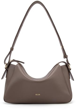 ELLE Togo Umhängetasche aus echtem Leder für Damen – wandelbare Schultertasche mit verstellbarem Riemen für Arbeit / Alltag, GRAU, Minimalistisch