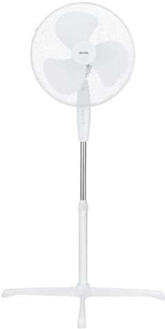 Abode 16 Inch, Lightweight, Pedestal Fan, 3 Speeds, Wide-Angled Oscillation, Powerful Airflow, Adjustable Height, White - APPF1621-AZ