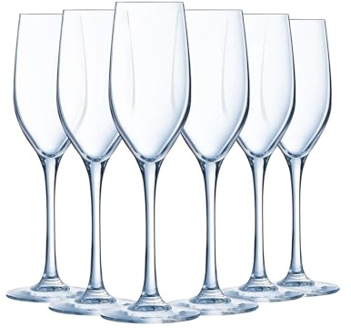 Chef & Sommelier Flûte à Champagne Sequence 17 cl Lot de 6 | Cristallin Krysta ultra résistant, verre à champagne, crémant et vin pétillant, compatible lave-vaisselle, brillance durable