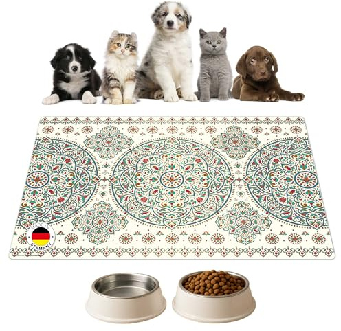 Napfunterlage | Futtermatte für Hunde und Katzen „Orientalisches Muster“ aus Premium Vinyl - 60x40 cm – rutschhemmend, abwaschbar, reißfest - Made in Germany