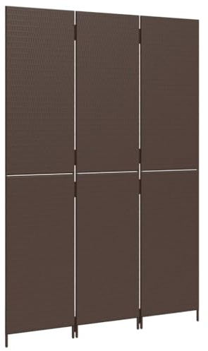 Paravent 4-TLG., Raumteiler Faltdesign Stahlrahmen, Trennwand Sichtschutz für Innen Außen, Spanische Wand Raumtrenner, Poly Rattan(Schwarz) (Braun #26)