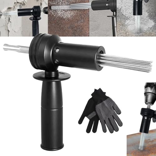 Nadelentroster, Legierter Stahl Nadel Scaler Aufsatz mit SDS Schaft und 18 Stahlnadeln Elektrischer Nadel Scaler Adapter mit 1 Paar Handschuhe für Farbe Rost Schmutz und Schweißstaubentferner