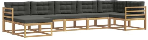 vidaXL Outdoor-Sofagarnitur mit Kissen 7 pcs Weiß und Anthrazit, Moderner Garten-Sofa, Flexible Sitzgelegenheit, wetterfestes Set für Entspannung im Hinterhof