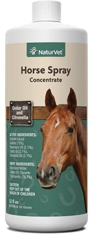 NaturVet – Natural Horse Spray – Pleasant Herbal Fragrance with Citronella, Rosemary & Cedar Oil – for use on Coat, Legs, Shoulders & NEC