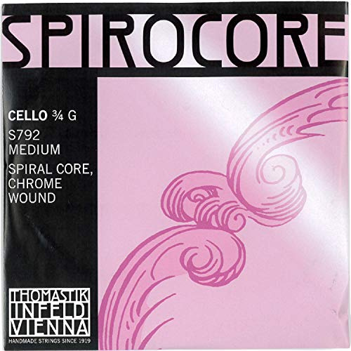 Thomastik Einzelsaite für Cello 3/4 Spirocore - G-Saite Spiralseilkern, Chrom umsponnen, mittel