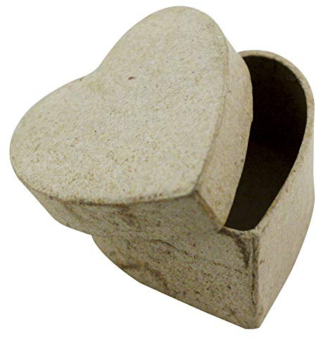 Décopatch BT502O kleine Schachtel in Herzform aus Pappmaché, 5 x 5 x 3 cm, zum Verzieren, perfekt für Ihre Wohndeko, Kartonbraun