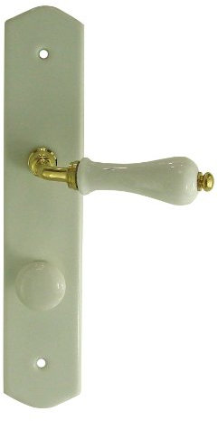 DT 2000 550142 Demi poignée de porte sur plaque poire porcelaine Blanc sur laiton poli condamnation