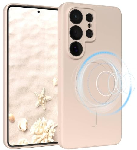 EAZY CASE - Silikonhülle magnetisch für Galaxy S26 Ultra Hülle Silikon Beige weich stoßfeste Magnet Handyhülle Schutzhülle mit Kameraschutz Dünn Schutz Cover TPU Bumper in Pastell Taupe