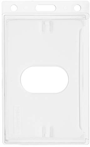 Karteo® porta badge con foro per pollice | Porta badge trasparente, verticale | Porta carta d'identità in plastica rigida