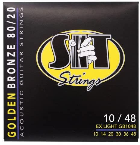 SIT GB1048 Set de 6 cordes guitare acoustique Golden Bronze 80/20 Extra Light