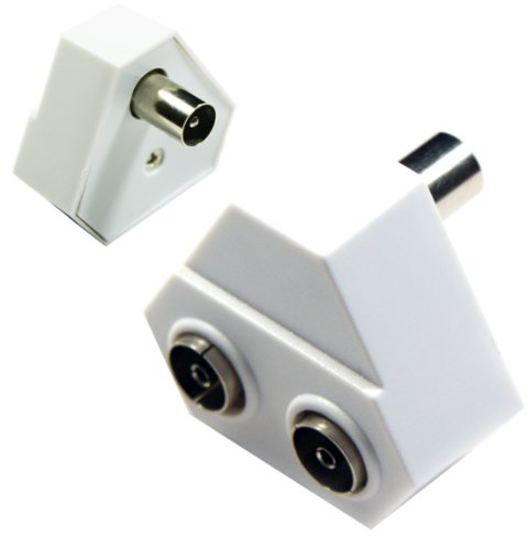 Loops 2 Port/Way TV Aerial Wall Splitter Adapter - White Female Coaxial Socket Y Split