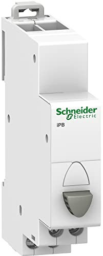 Schneider Electric A9E18032 iPB bouton-poussoir simple gris, Acti9, 1 NO, 20 A, 230VCA, 50/60 Hz, Blanc