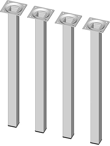 Element System 18133-00301 400 mm Length 25 x 25 mm Diameter Square Steel Pipe Furniture Legs includes Screw-Mounting Plate - White (4-Piece)
