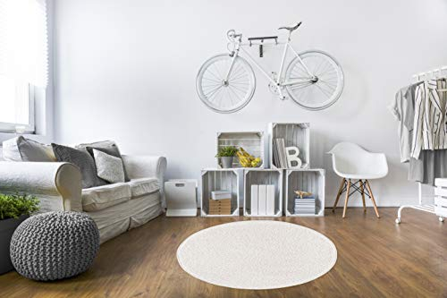misento Shaggy Hochflor Teppich für Wohnzimmer Langflor, schadstoff geprüft 100% Polypropylen, Creme-weiß rund 133 cm, Ø133 cm