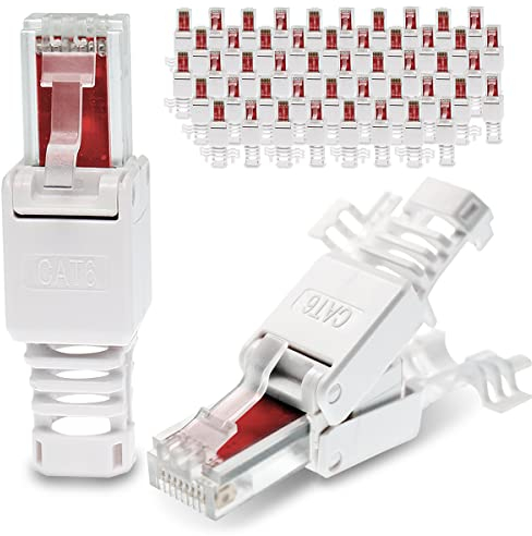 UC-Express CAT 6 RJ45 Netzwerkstecker - 100x RJ45 Netzwerk Stecker Steckverbinder - mit Zugentlastung - werkzeuglos - CAT6 CAT6a LAN Netzwerkkabel