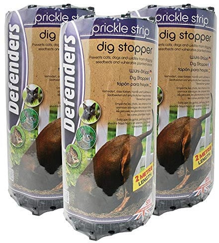 Defenders STV628M Prickle Strip Dig Stopper, Cat & Dog Repellent 28 cm x 2 m, Black 3-Pack