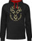 Pullover Herren Frauen Hoodie Kontrast zweifarbig - Skiurlaub Apres Ski - Hirsch auf der Pirsch - XL - Schwarz/Rot - hirschmotiv Pulli Damen Geschenk apre jagdmotive Hoodies Skifahren Geschenke