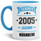 Tassendruck Geburtstags-Tasse Geboren 2005 Eine Legende aus Nürnberg Innen & Henkel Hellblau/Geschenk/mit Spruch/Mug/Cup/Becher/Qualität Made in Germany