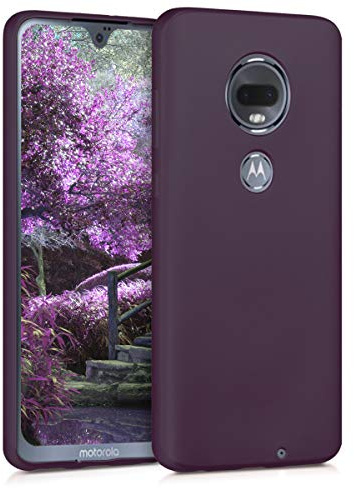 kwmobile Case for Motorola Moto G7 / Moto G7 Plus Case - Soft Slim Metallic TPU Silicone Cover - Metallic Berry
