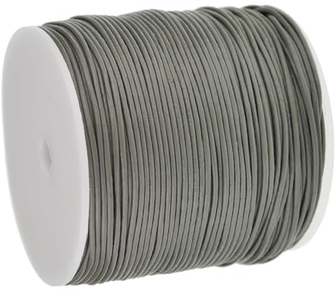 esnado Lederschnur Rund - 1 mm. Grau. 5 Meter | ECHTES Leder | pflanzlich gegerbt | ideal für die Herstellung von Schmuck und Armbändern, Basteln oder Dekorieren, DIY-Projekte, Mittelalter