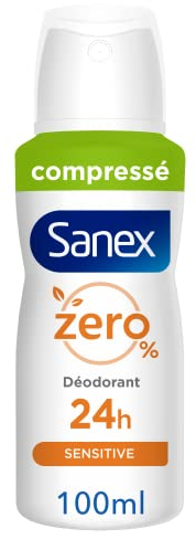 SANEX - Deodorant Zero% (0%) für empfindliche Haut – Deodorant für Damen und Herren – Wirksamkeit 24 Stunden – ohne Alkohol, ohne Farbstoffe – komprimiertes Format 100 ml