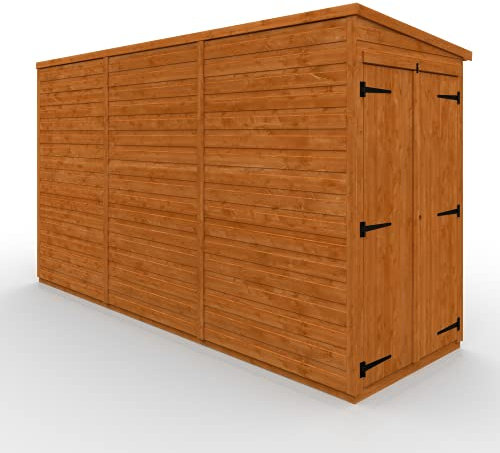 TigerFlex Shiplap Pent Double Door Windowless Wooden Garden Shed 12 x 4 ft