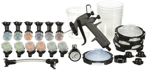 3M Performance Industrial Spray Gun Starter Kit 26878, incl. Paint-Gun, 3M PPS Series 2.0 Paint Spray Cup System, 12 Replaceable Nozzles for Pressure & Gravity Painting, Whip Hose, Air Control Valve