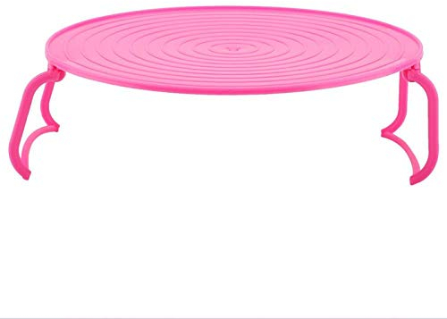 Rejilla de vapor de horno de microondas 3 en 1, cubierta de placa plegable en capas de calentamiento de plástico y bandeja de placa con asas, 9.25 x 9.25 x 3.15 pulgadas(rojo)
