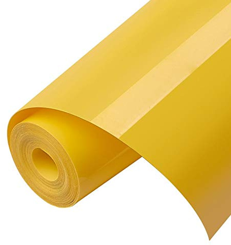 HTV Iron on Vinyl 12inch x10 Feet Roll for Silhouette and Cricut Easy to Cut & Weed Iron on Heat Transfer Vinyl DIY Heat Press Design for T-Shirts White (yellow)