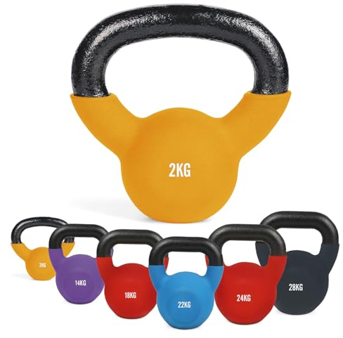 #DoYourFitness Kettlebell - Kugelhantel aus massivem Gusseisen mit Neoprenbeschichtung - Rot - 2 KG