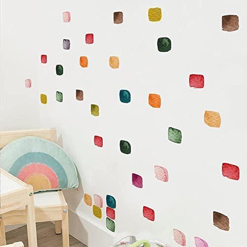 Wandtattoo Wandsticker Wandaufkleber Farbe Quadrat 14 X 21cm（6 Blätter） für Kinderzimmer Dekoartikel und Geschenkidee für Jungen und Mädchen