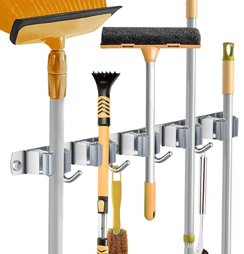 KYDIFS Besenhalterung Wand, Wandhalterung, Edelstahl Gerätehalter, Besen Mop Halter für Küche Badezimmer Garten Multifunktionen( 5 Halter )