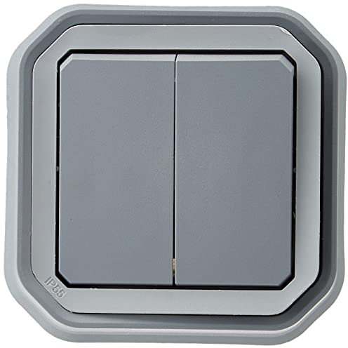 Legrand - Control para función de doble interruptor o de ida y vuelta 10A o empuje 10A impermeable Plexo completo para montaje empotrado gris