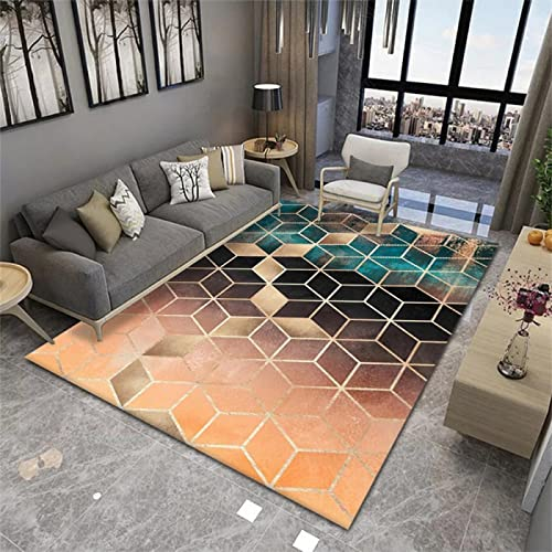 Xiaosua Teppich kinderzimme orange modernes Wohnzimmer orange minimalistisches Muster Schlafzimmer waschbarer Teppich rutschfest Wohnzimmer Teppich 200X300CM kinderteppiche Jungs 6ft 6.7''X9ft 10.1''