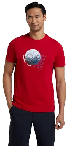Mountain Warehouse Adventure Begins Cotton Mens T-Shirt - Cotton, Lightweight, Breathable Tee Shirt - for Spring Summer, Outdoors, Camping & Hiking Red (Adventure) XS