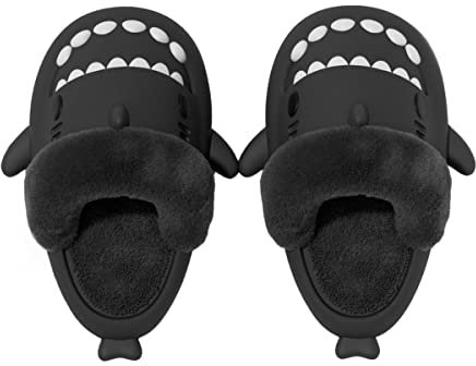 ChayChax Ciabatte Squalo Estive Open Toe Donna Uomo Bambini Coppia Ciabatte da Doccia con Squali Simpatico Cartone Animato,Nero squalo,42/43 EU