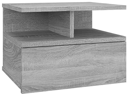 vidaXL Nachttisch Hängend Wand Nachtschrank Nachtkonsole Nachtkommode Wandschrank Hängeschrank Grau Sonoma 40x31x27cm Holzwerkstoff