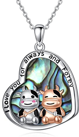 ONEFINITY Highland Kuh Kette Sterling Silber Kuh Anhänger Halskette Schmuck Geschenke für Frauen Mädchen