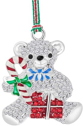 Newbridge Silverware LS323 Teddy Bear with Candy Cane Christmas Tree Decoration