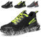 Fadezar Sicherheitsschuhe Herren Damen Wasserdicht Arbeitsschuhe Herren Leicht Atmungsaktiv Stahlkappenschuh Sportlich rutschfest Arbeitsturnschuhe Gr.36-46 Schwarz Grün EU 41